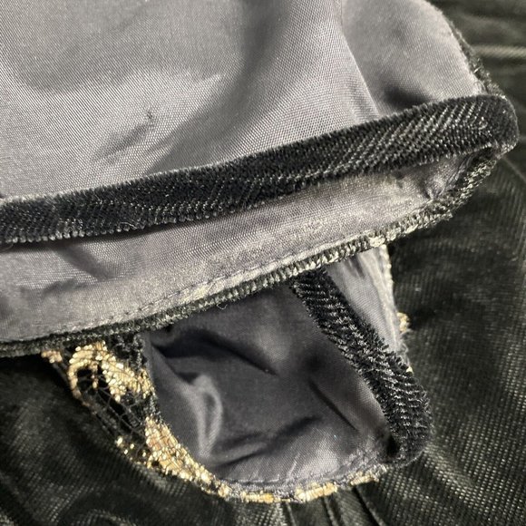 VTG New Leaf Black Gold Spaghetti Strap Velvet Back Zip Bodycon Dress Womens 5/6 - Picture 13 of 14